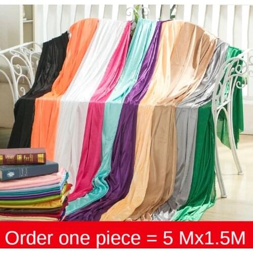 Pearlescent Ice Silk Satin Fabric By The 5 Meters Per for Curtain Wedding Background Light Gauze Stage Decoration Sewing Cloth