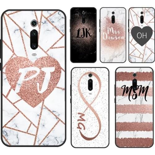 ROSE GOLD MARBLE INITIALS PERSONALISED For POCO M3 Pro X3 F1 F2 F3 Phone Cover For Xiaomi Mi 11 10T Pro Mi Note 10 Lite 11 Ultra