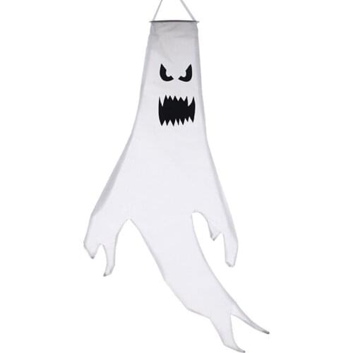 Practical Halloween Decoration Big Ghost Ghost Festival Printing LED Light String Ghost Pendant Venue Decoration Props