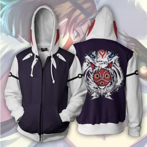 Princess Mononoke Anime Mononoke Hime 3D Print Hoodies Hooded Casual Sweatshirts Cosplay Coat Jacket