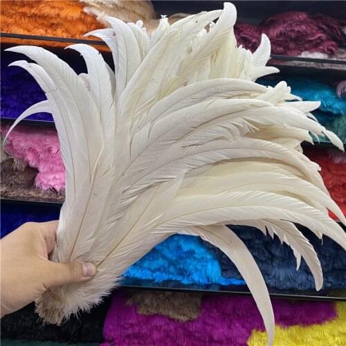 Sale 50pcs/lot Beautiful Beige Rooster Feathers Accessories Celebration Home Diy Party Plumas Feathers for Crafts