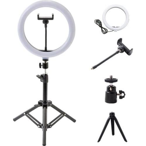 USB Fill Light Adjustable Led Brightness Three-color Live Fill Light Floor Stand Mobile Phone Portable 360 Degree Rotation Light