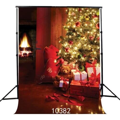 Christmas Tree String Light Gifts Vinyl Backgrounds for Photography Computer Printed Photo Backdrop Photocall for Baby Children