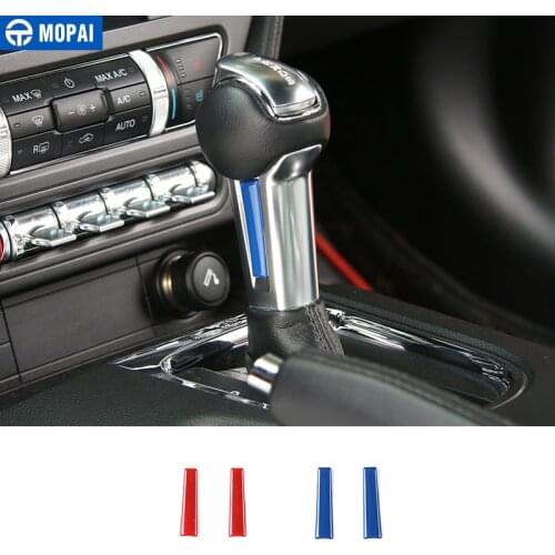 MOPAI ABS Car Interior Gear Shift Knob Trim Decoration Accessories Stickers For Ford Mustang 2015 Up Car Styling
