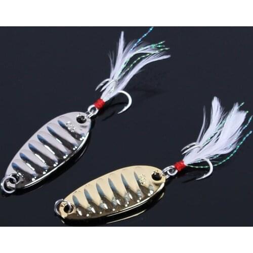 2021 Fat Worm Fishing Spoon Sequins Lure 5g 7g 10g 15g 20g 25g Long Cast Fishing Lure Feather Treble Hook Metal Spinner Bait