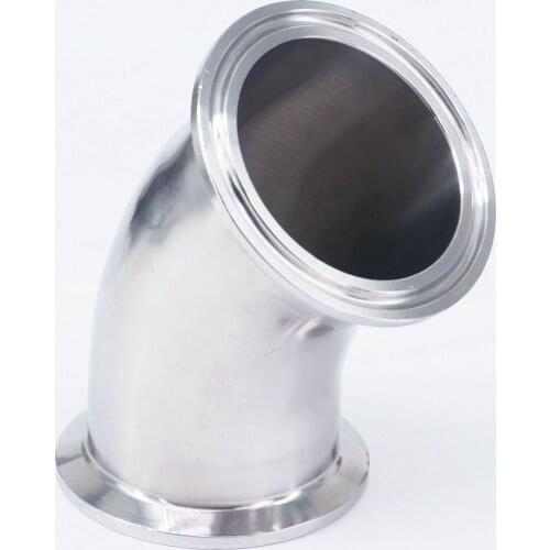 51mm O/D 304 Stainless Steel Sanitary Ferrule 45 Degree Elbow Pipe Fitting Tri Clamp