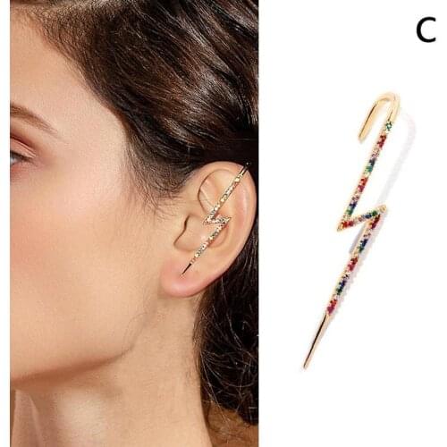Crystal Ear Hook Wrap Crawler Earring Stud Earrings for Woman Lightning Zirconia Climber Earrings Jewelry