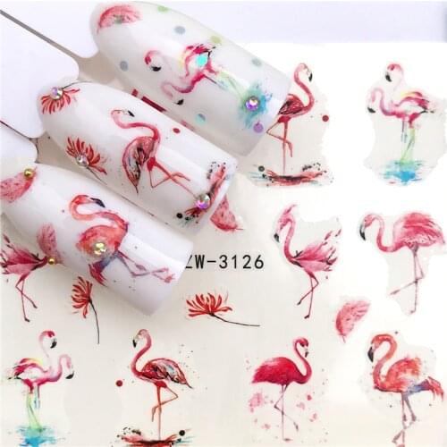 Flamingo Nail Sticker Flower Owl Sliders For Nails Nail Watermark Sticker Animal Water Nail Stickers Nail Art Decoration
