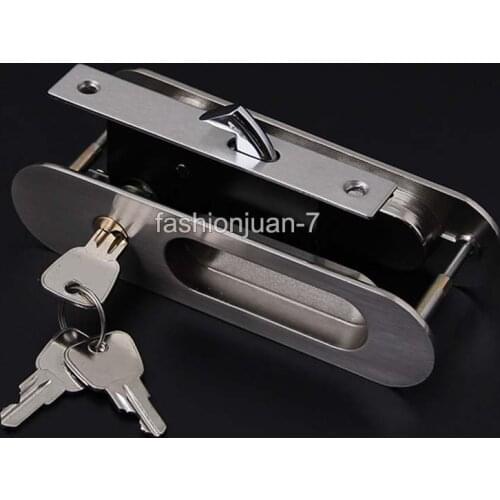 Brand New Security Sliding Door Locks Mortise HookBolt Lock Set with Brass Cylinder Furniture Hardware 2 Colors