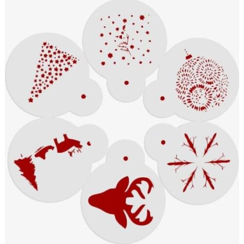 6pcs Christmas coffee pattern Layering Stencils for Diy scrapbook/photo album Decorative Embossing coloring,painting