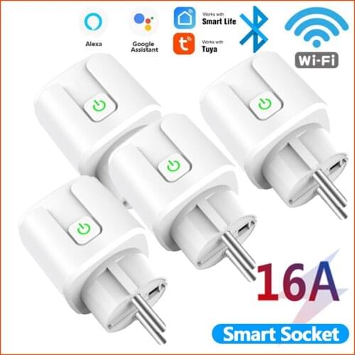 WiFi Smart Plug Socket EU 16A Power Monitor Timer Tuya Smart Life APP Control Works With Alexa Google Assistant Voice Control