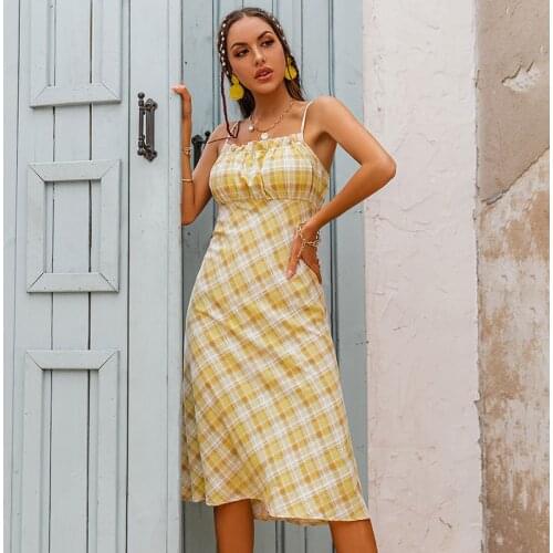 Donsignet Summer New Backless Slim Dress Women Slash Neck Mid-Calf A-LINE Print Sleeveless Knitting Dresses for Women