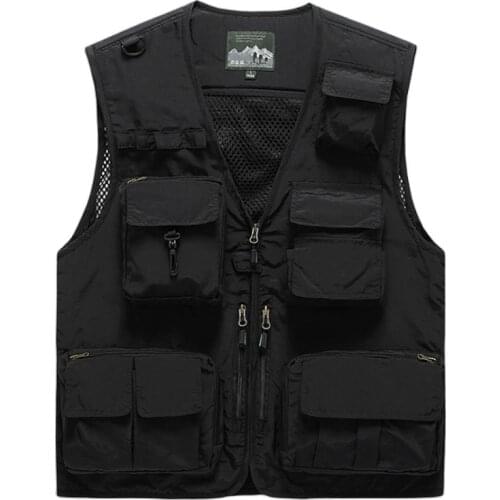 Waistcoat mens four seasons outdoor leisure Multi Pocket fishing vest photography work clothes quick drying vest shoulder coat