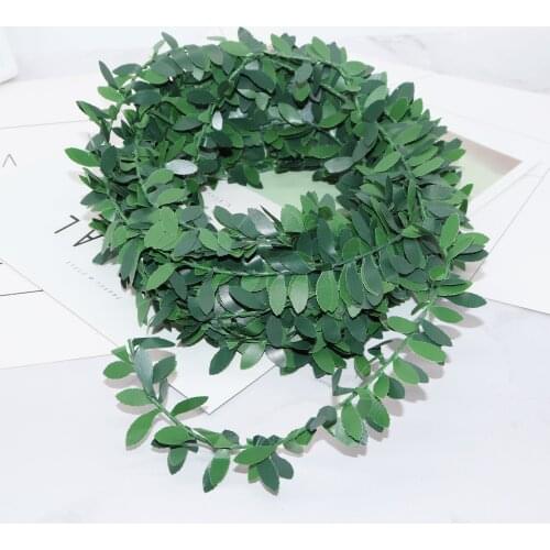 1m artificial flowers rattan Leaf Nylon Iron Wire DIY wreath Accessory For Wedding Car Decoration garland silk Scrapbooki