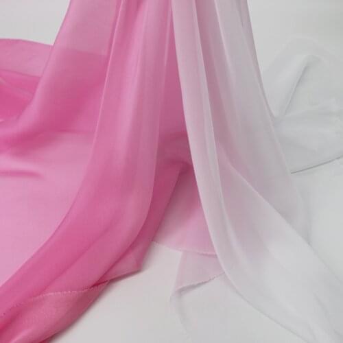 30D Light Weight Chiffon Material Tissue Dancing Cloth Pink White Gradient Chiffon Fabric Gauze