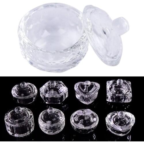 1PC Acrylic Powder Liquid Crystal Glass Dappen Dish Lid Bowl Cup Holder Manicure Equipment Nail Tool For Nail Art