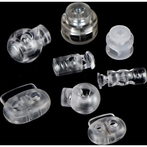 10pcs Transparent Clear Cord Lock Plastic Stopper Cord Ends Toggles Clip Buckle Frost Shoelace Sportswear DIY Bag Accessories