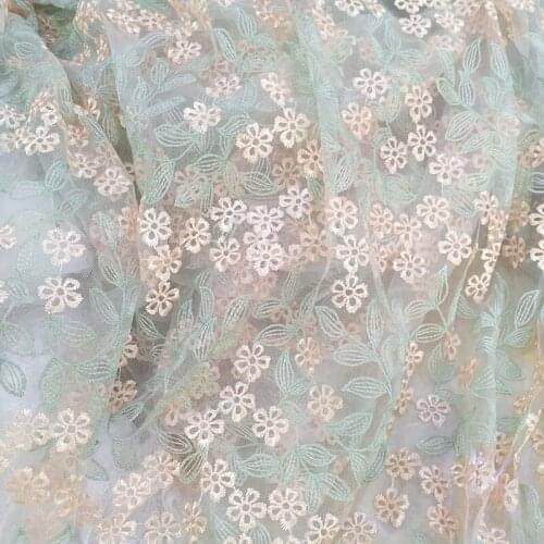 1Y/Lot Hight Quality Encryption Embroidery Small Flower Lace Sewing Fabric For Home Curtain Decoration