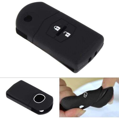 2 Buttons Black Durable Silicone Flip Folding Car Key Case Protector Holder Fit for Mazda 2 3 5 6 BT50 CX-5 CX-7 CX-9 RX8 2020