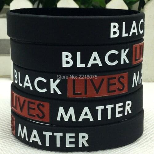 300pcs White Red Filled Ink Black lives matter wristband silicone bracelets free shipping by DHL express