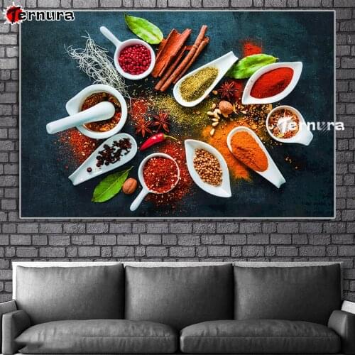5D DIY Diamond Embroidery Modern art, spice spoon kitchen restaurant decoration Full Kits Needlework Diamond Painting puzzle