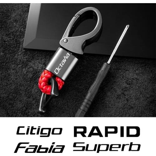 Car key chain For Skoda Octavia 2 A5 Fabia Rapid Scala Kodiaq Superb 3 Karoq Roomster Hanging Hanging waist leather car keychain