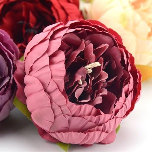 1/5 pcs 9CM Silk Peony Artificial Flower Heads For wedding Party Home Decoration DIY Flower Wall Gift Box Scrapbook Craft