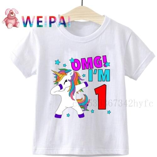 Kids Unicorn Birthday Number T Shirt Children OMG I'm 1 2 3 4 5 T-shirt BoyGirl Gift Tshirt Present Family Outfit