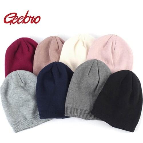 Geebro Baby Beanie Hat Autumn Wool Knitted Solid Slouchy Beanie for Girls and Boys Winter Cashmere Skullies Hats for Kids DQ851