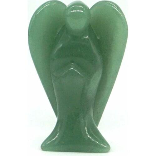 Angel Figurine Miniature Carved Natural Green Aventurine Stone Healing Statue Crystal Home Decoration Accessories 2 Inch