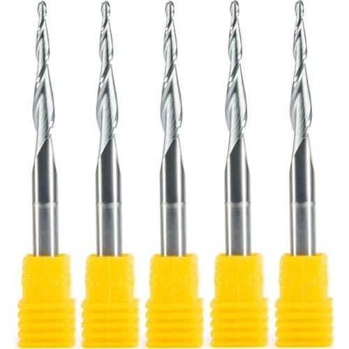 6pc SHK 6mm R0.25-R1.0 Taper Ball Nose End Mill Tungsten solid carbide Coated cone cnc milling cutter woodworking engraving bit