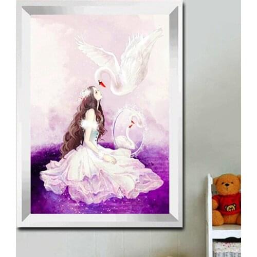 GLymg Needlework Diy Diamond Painting Cross Stitch Swan Princess Angel Diamond Embroidery Mosaic Picture Diamond Full Drill