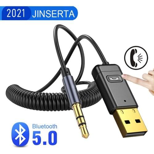 JINSERTA USB Bluetooth Wireless Car Audio Receiver 3.5mm AUX Transmitter Adaptor Music Player for PC TV Car Home Speakers