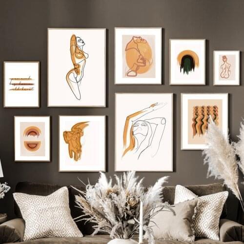 Burnt Terracotta Girl Rainbow Nordic Posters And Prints Wall Art Canvas Painting Wall Pictures For Living Room Bohemian Decor