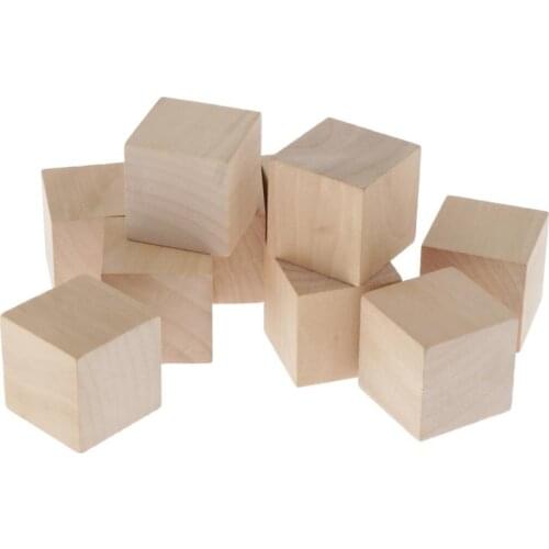MagiDeal 10pcs 6-Sided Blank Wood Dice Table Games Dice Set for DIY Crafts Carving Arts 40mm Kids Building Block