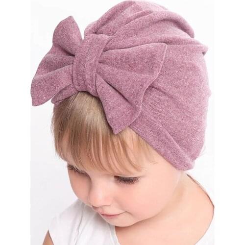 Fashion Autumn Winter Warm Baby Hat Big Bow Elastic Headbands Cotton Baby Beanie Cap Infant Turban Baby Kids Hair Accessories