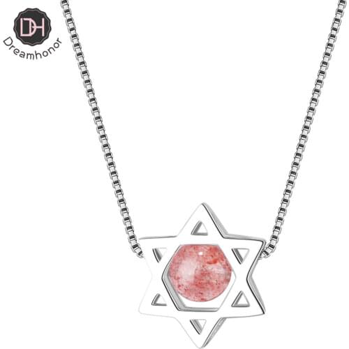 Dreamhonor Fashion Six-pointed Star Pendant Charm Choker Necklaces Jewelry 925 Silver Box Chain Necklaces