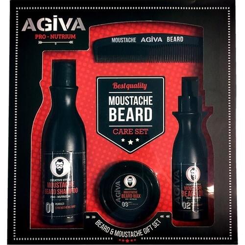 Agiva Beard and Moustache Care Set more lush more often care oil for beards mustache serum