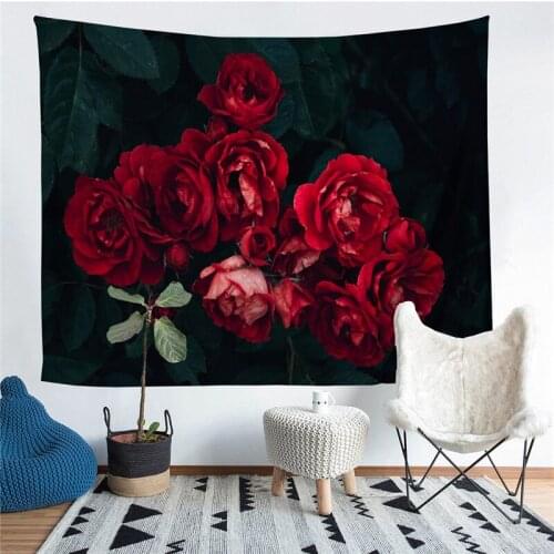Rose Printed Living Room Decoration Wall Hanging Tapestry Yoga Mat Rug Home Decor Art