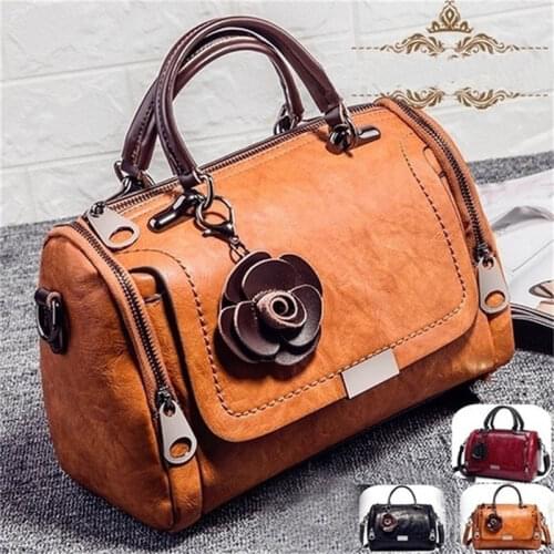 2020 New flowers Pendant Handbag Womens fashion Boston bags single shoulder bag ladies crossbody bag PU messenger bag