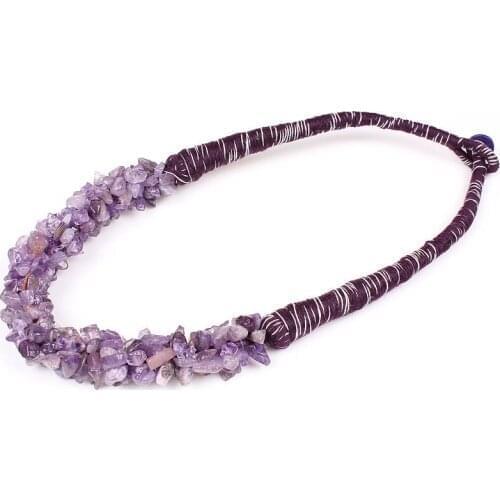 CHarm Hand-Made Shine Natral Stone Purple Necklace For Women Dinner Party Gift