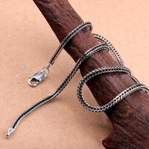 Uglyless 2.5MM Like Snake Bones Square Chains Unisex Men Women Thai Silver Necklaces NO Pendants Real 925 Silver Jewelry C135