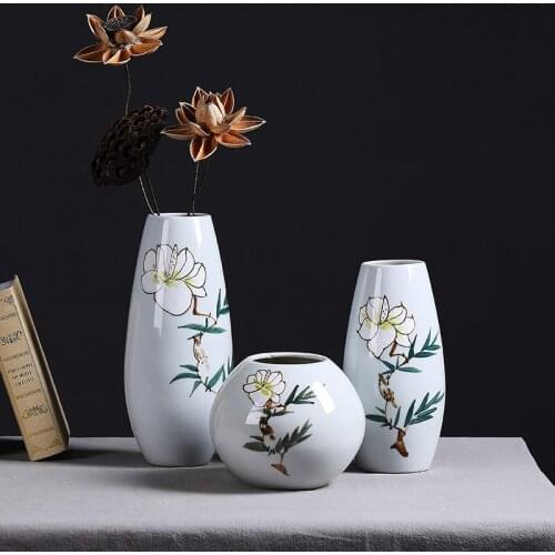 Simple Modern Handpaint Flower Ceramic Vase Simple Zen Insert Craft For Home Table decoration