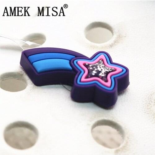 Single Sale 1pc Pentagram Shoe Decorations Meteor style Shoe Accessories Original Shoe Buckles Accessory fit Croc JIBZ Kids Gift