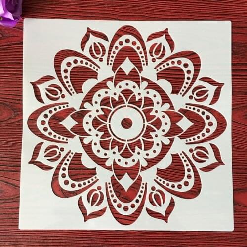 30x30cm Large Mandala Wheel Decorative Stencil Stencils Wall Scrapbook Coloring Book Embossing Album big stencil