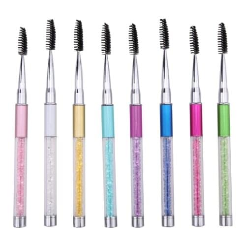 Makeup Eyelash Eyebrow Mascara Extension Comb Pen Brush Spiral Wand Metal Rhinestones Handle Applicator Tools Cosmetic Beauty