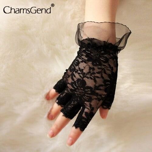 Party Sexy Lace Gloves Women High Quality Lace Gloves Paragraph Wedding Gloves Mittens Accessories Full Finger Silk Short Gloves