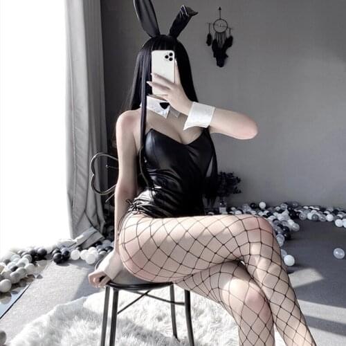 Sexy Cute Bunny Costume Women Sakurajima Mai Faux Leather Rabbit Maid Cosplay Bodysuit Anime Role-playing Costumes Women