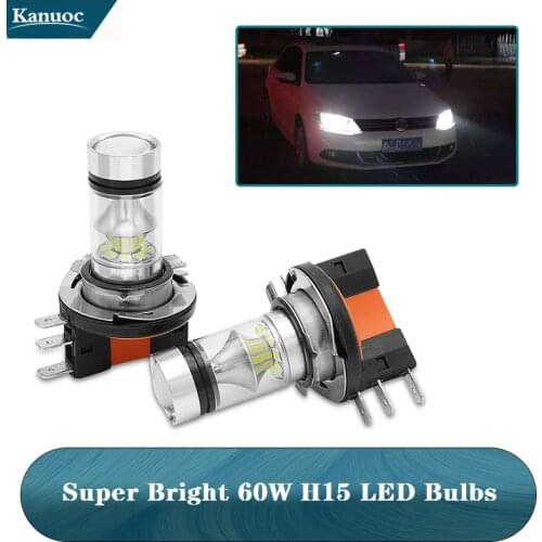 2PCS White H15 LED Fog Bulb Running Lights FOR Audi A3 A4 A5 A6 C6 B7 BMW Mercedes Benz Volkswagen Jetta Golf/GTi Tiguan
