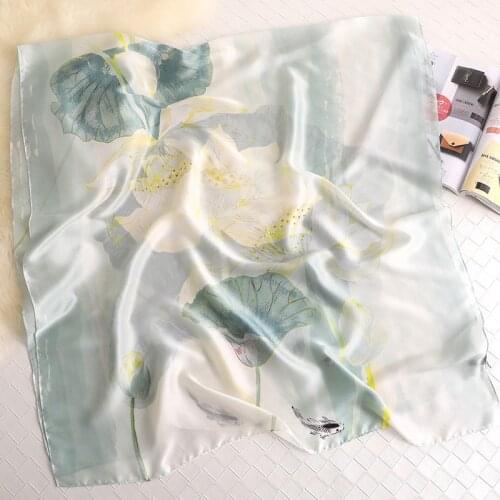 Twill Silk Scarves for Women Designer Floral Pashmina Stole Ladies Long Bandana Femme Silk Turkish Foulard Hijab Shawl Scarf